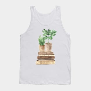 Cute Boho Plants and Books Tank Top